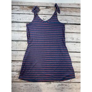 Faherty Dress Womens Small Blue‎ Red Striped Sleeveless Tie Straps Sundress